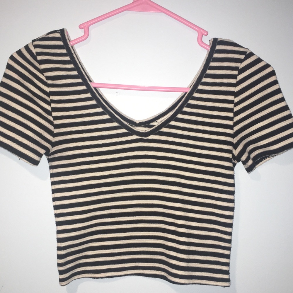 black & white striped crop top